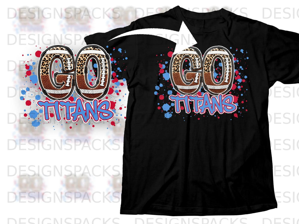 Black t-shirt with "Go Titans" text and football graphics.