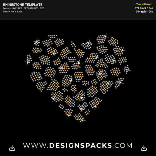 Leopard Heart Rhinestone Digital Template