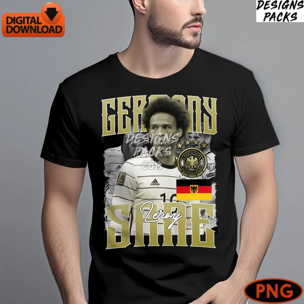Leroy Sané Germany Soccer Star Digital Art Download Football Fan Sports Illustration Png File