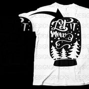 Let It Snow Christmas T-Shirt, Holiday Graphic Tee, White Snowflakes, Winter Apparel