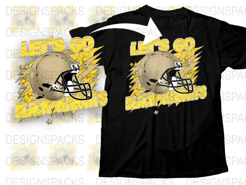 Let's Go Black Knights Football Helmet Graphic T-Shirt, Sports Fan Apparel, Game Day Tee