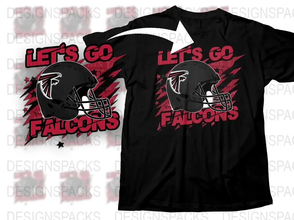 Atlanta Falcons T-Shirt, Let's Go Falcons Football Fan Tee, Black and Red Graphic Tee, Sports Apparel