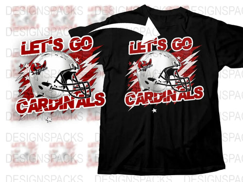 Cardinals Football T-Shirt, Let's Go Team Graphic Tee, Black Sports Fan Apparel, Unisex Adult Clothing