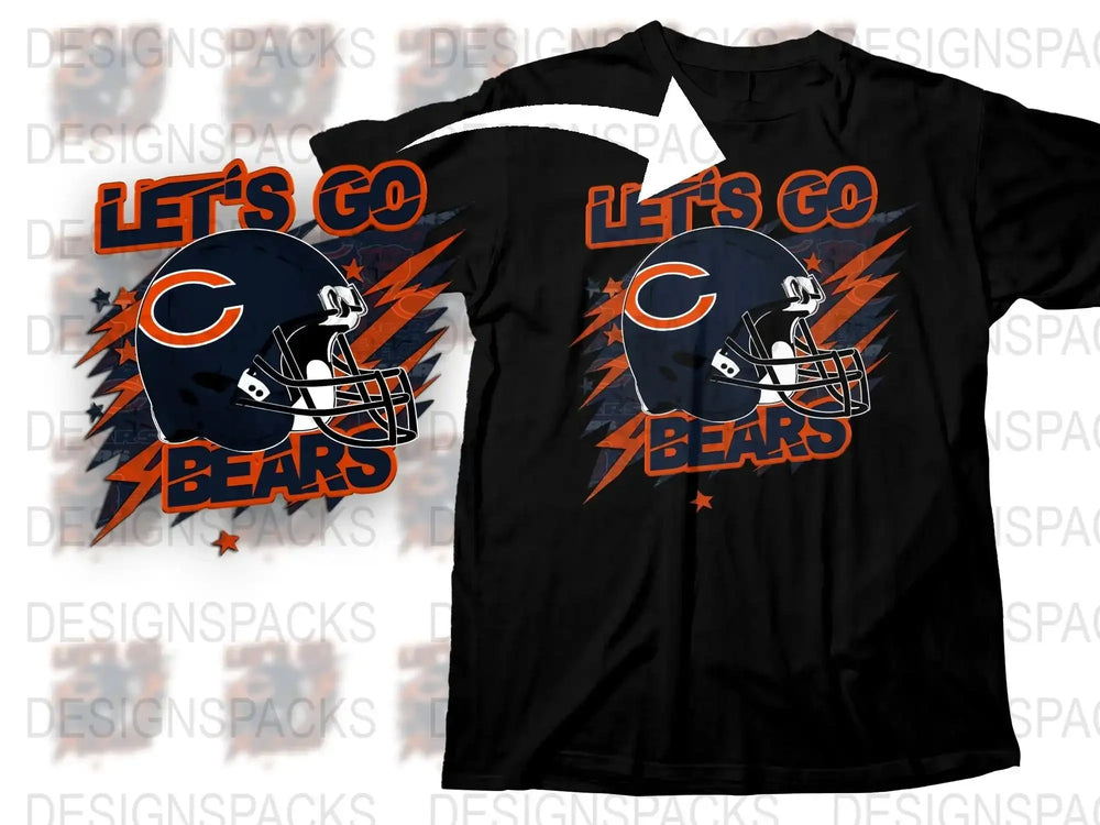 Chicago Bears T-Shirt, Let's Go Bears Graphic Tee, NFL Team Sports Shirt, Football Fan Apparel