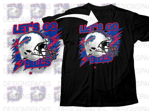 Buffalo Football Fan T-Shirt, Let's Go Bold Graphic, Red Blue Helmet Tee