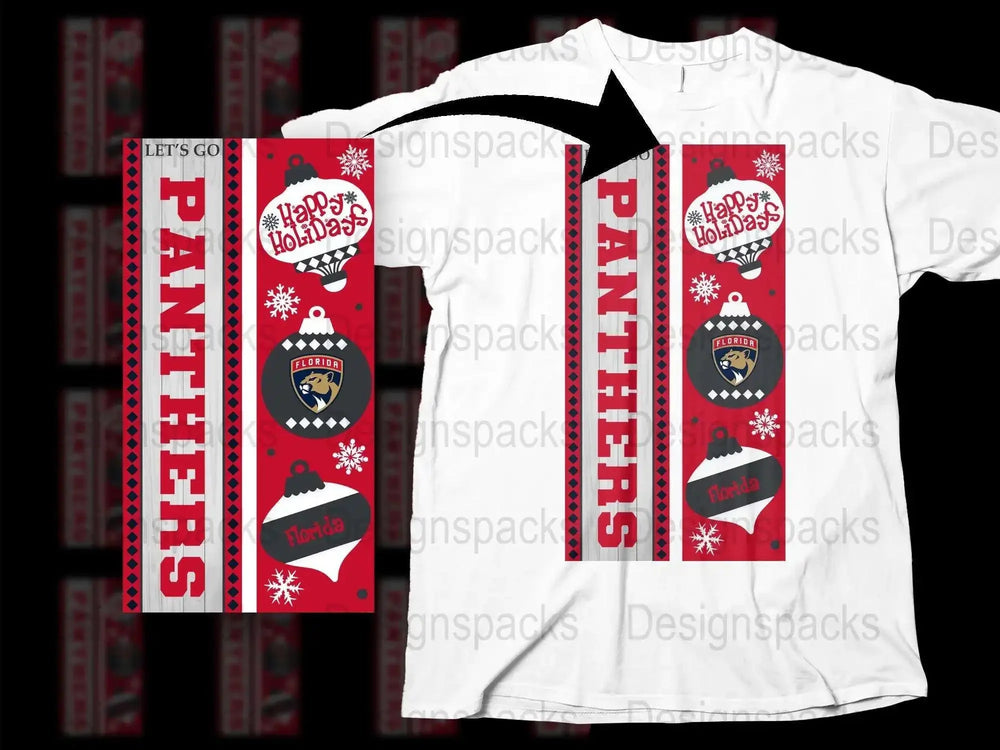 Florida Panthers Holiday Scarf and T-Shirt Set, Festive Red Winter Apparel, NHL Fan Gear