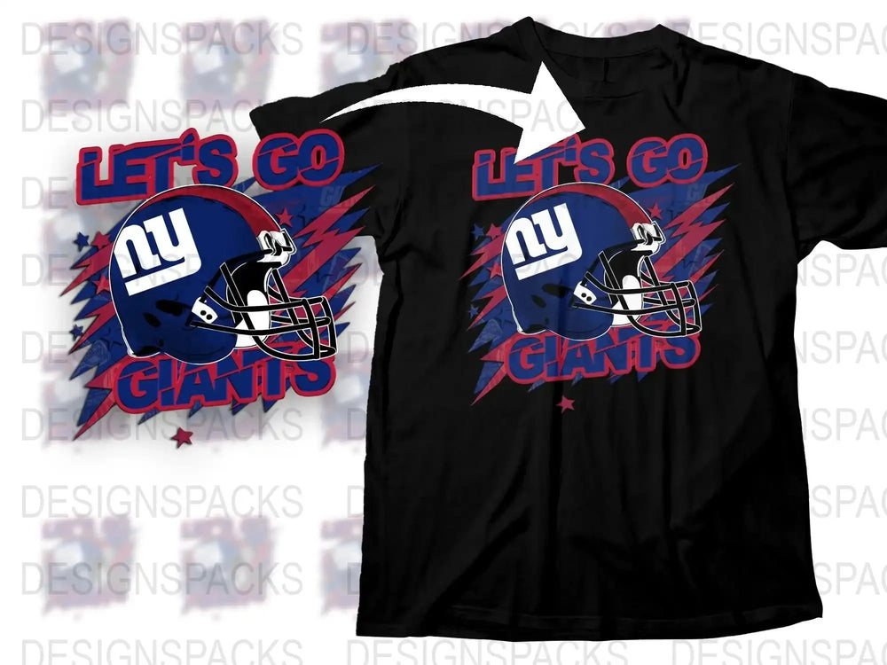 New York Giants Inspired T-Shirt, Let's Go NY Football Fan Tee, Graphic Sports Shirt, Patriotic Design, Unisex Black Tee