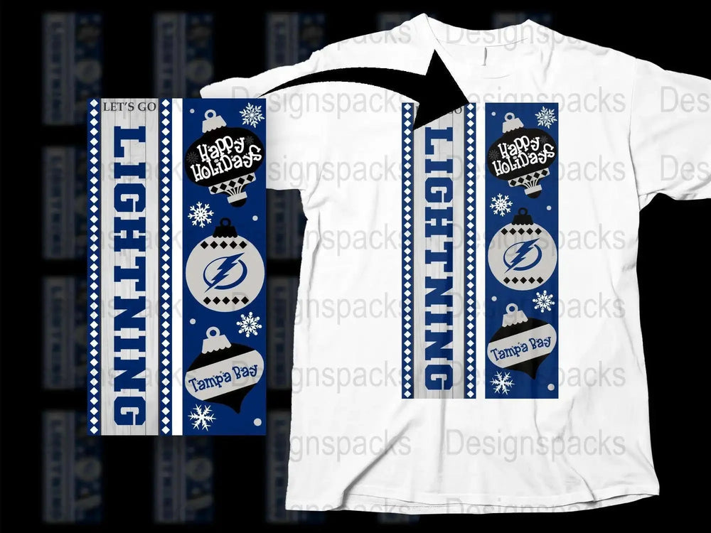 Tampa Bay Lightning NHL Team Holiday Scarf Design White T-Shirt, Festive Winter Apparel