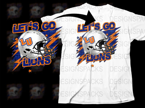 Let's Go Lions Graphic T-Shirt, Vibrant Orange Blue Sports Tee, Football Fan Apparel, Custom Team Support Shirt
