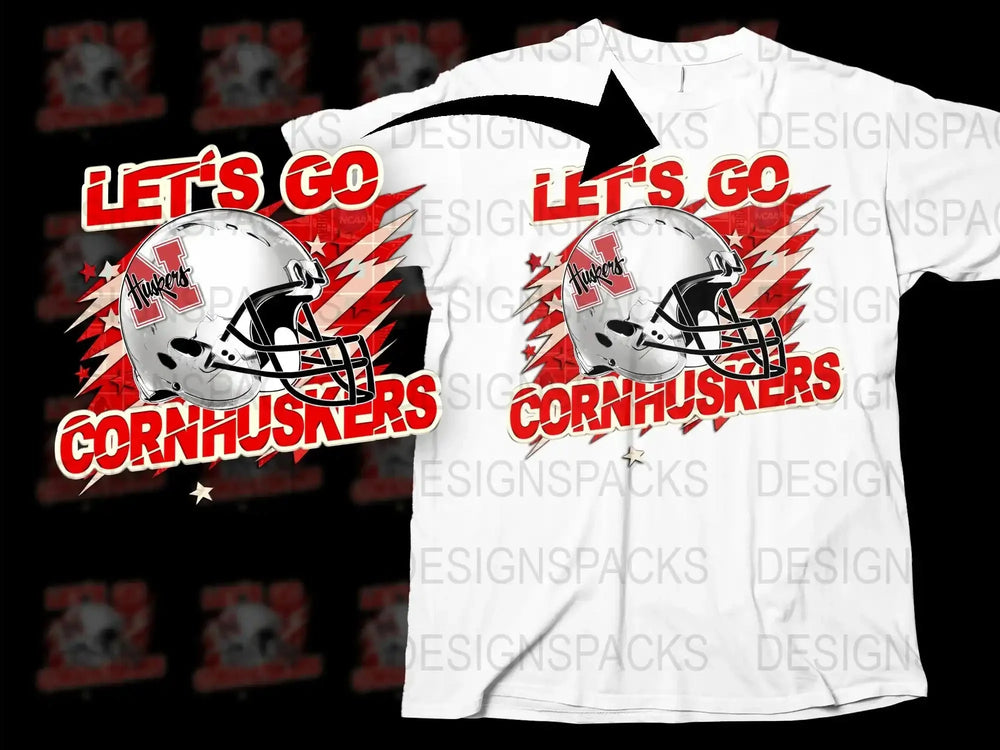 Nebraska Cornhuskers T-Shirt, Football Helmet Graphic, Red and White, Fan Apparel