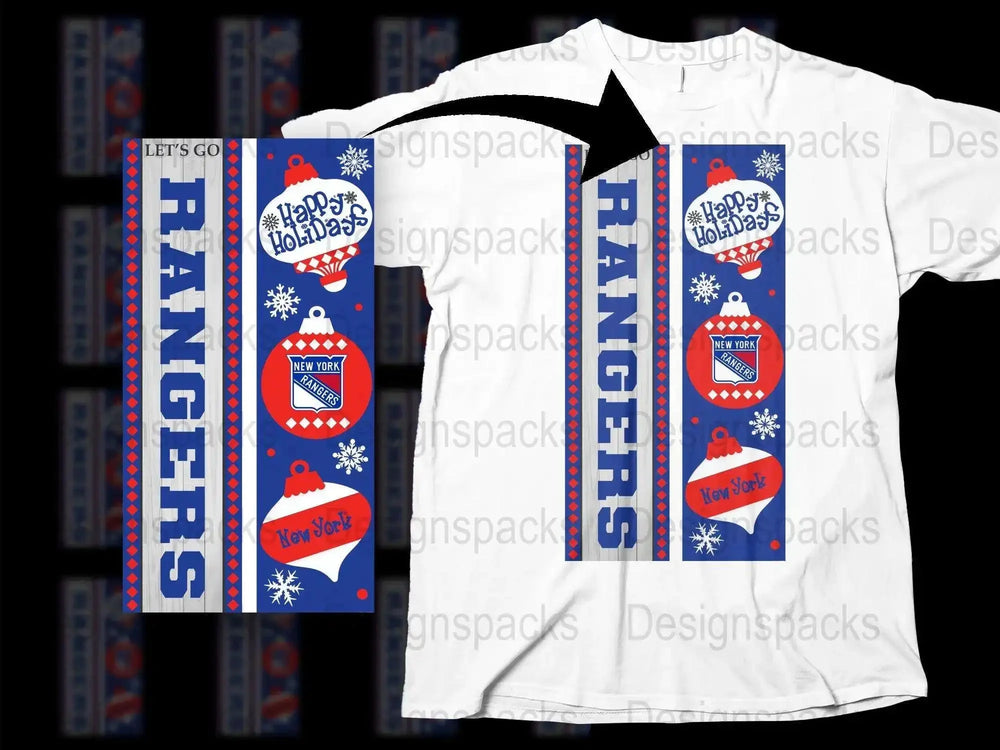 New York Rangers Holiday Scarf and T-Shirt Bundle, Festive Winter Apparel Set