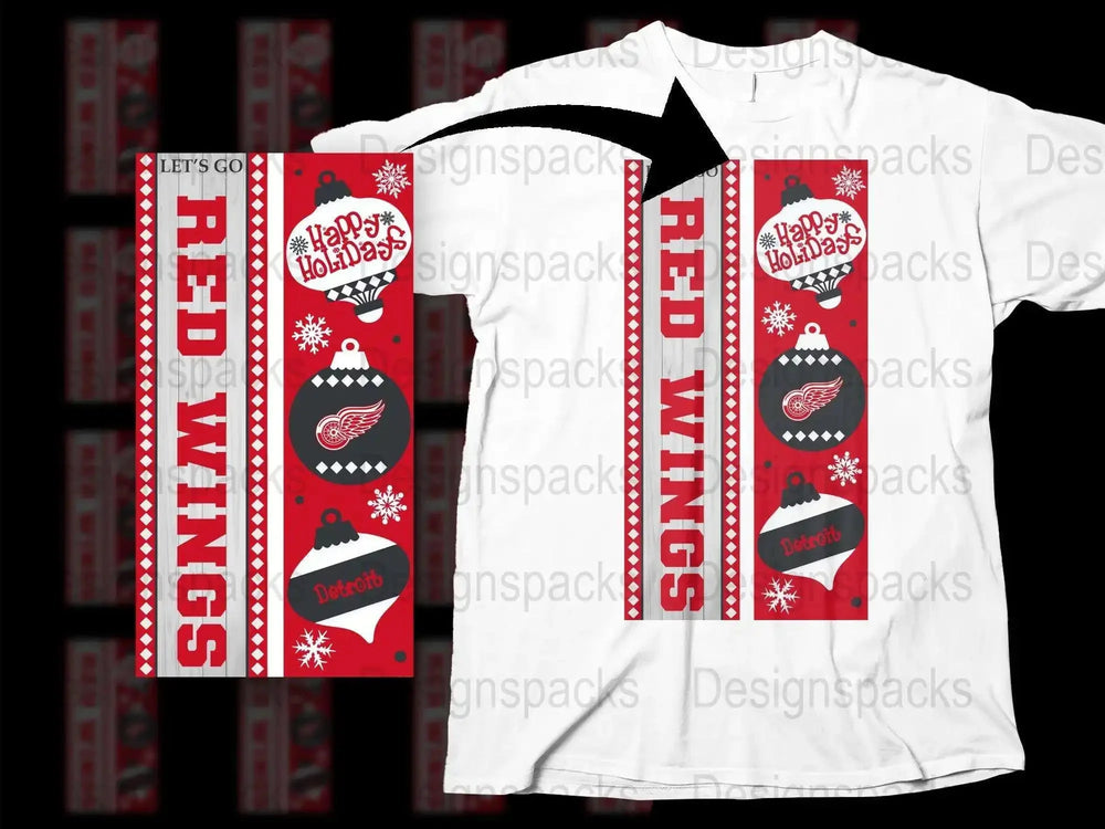 Red Wings Holiday Scarf and T-Shirt Set, Festive Winter Apparel, Christmas Gift Idea