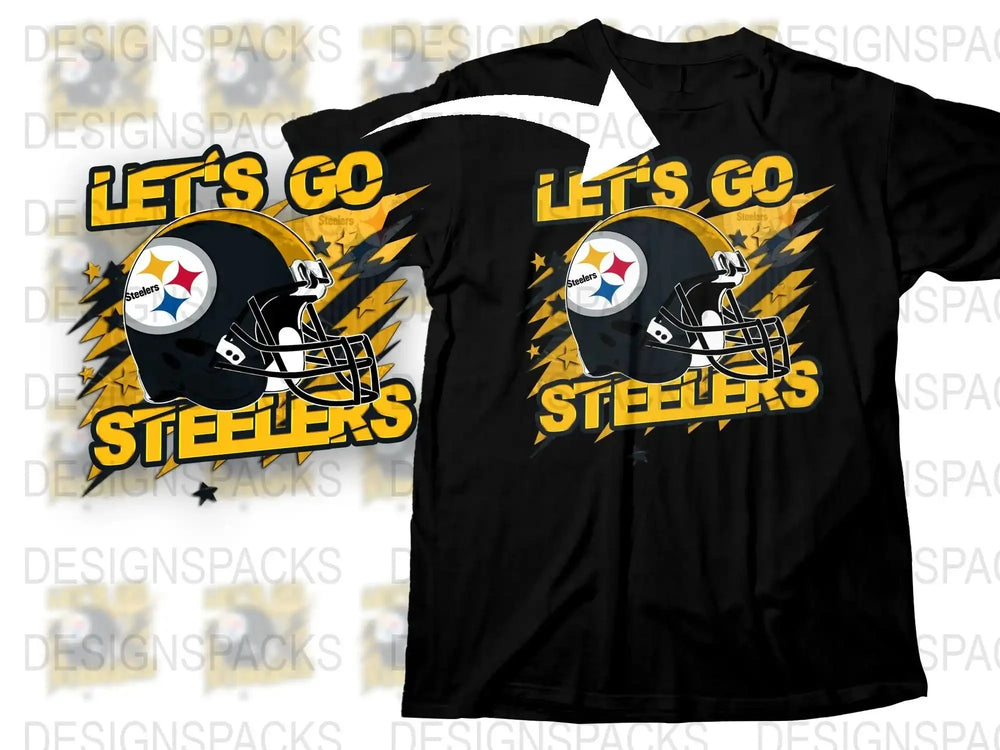 Let's Go Steelers T-Shirt, Black and Yellow Football Fan Tee, Pittsburgh Sports Apparel, Graphic Design Shirt