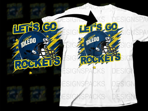 Toledo Rockets T-Shirt, Let's Go Sports Team Graphic Tee, College Football Fan Apparel, Unisex White Shirt