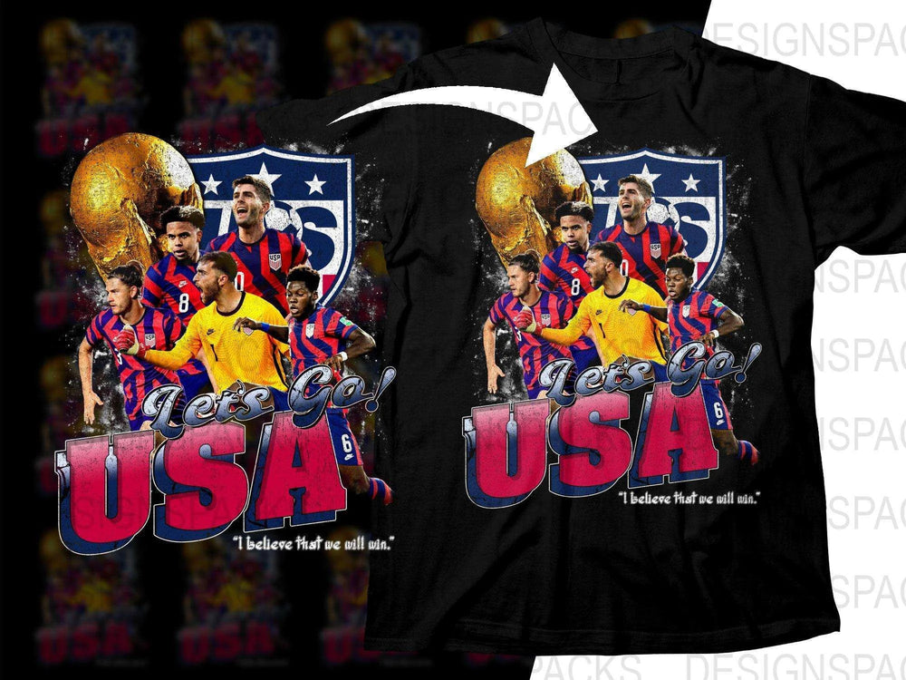 Let's Go USA Soccer Png Digital Download featuring Exciting Soccer Design