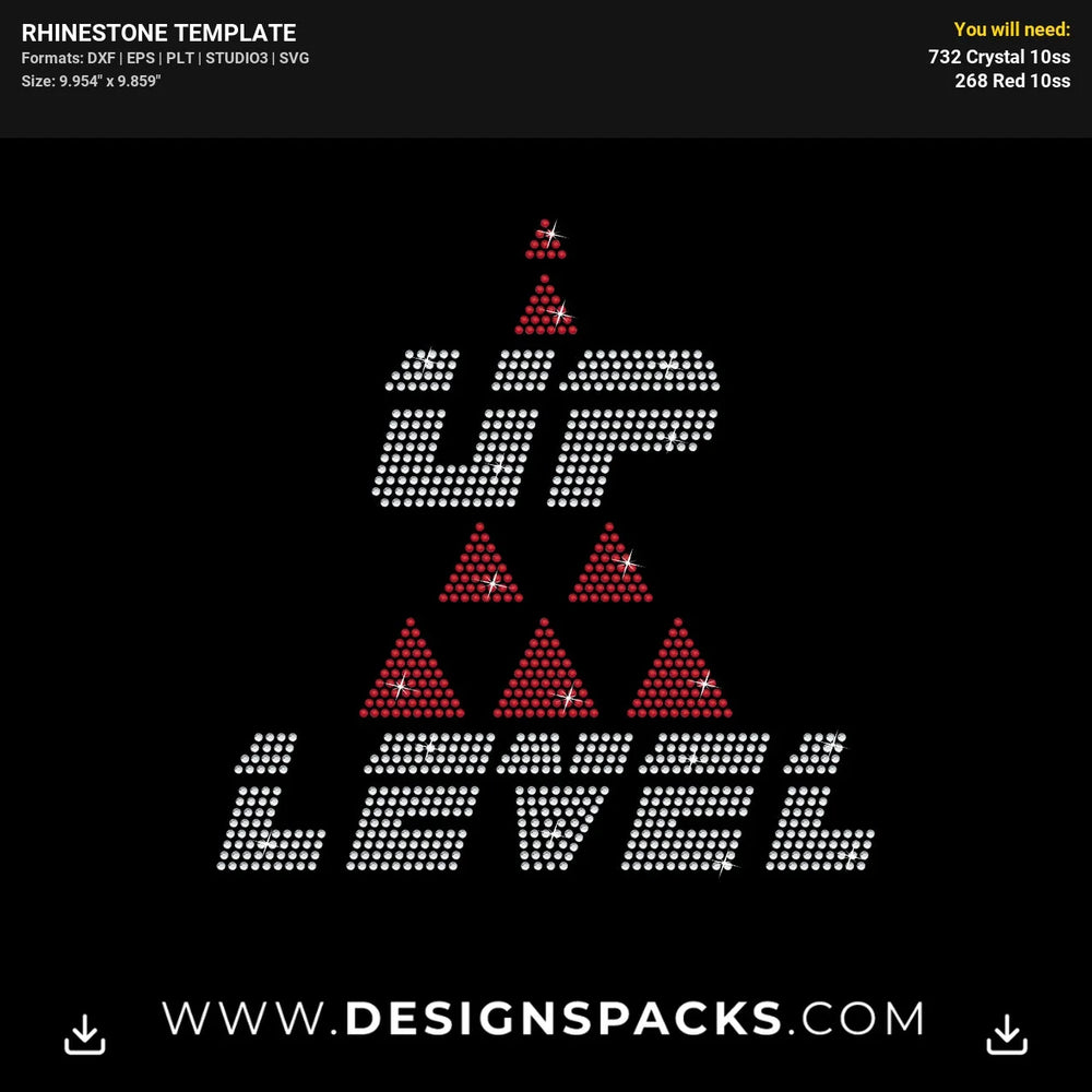Level Up Rhinestone Digital Template