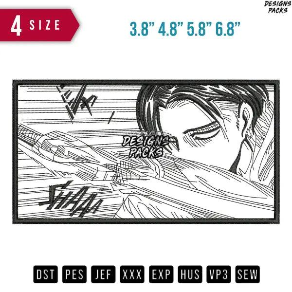 Levi Comic Panel Embroidery Design