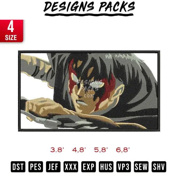 Levi Roaring rectangle Embroidery Design 