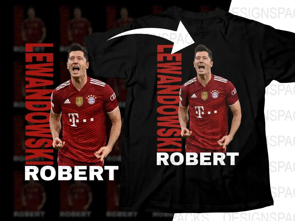 Lewandowski Soccer Star Graphic Tee Soccer Png Digital Download