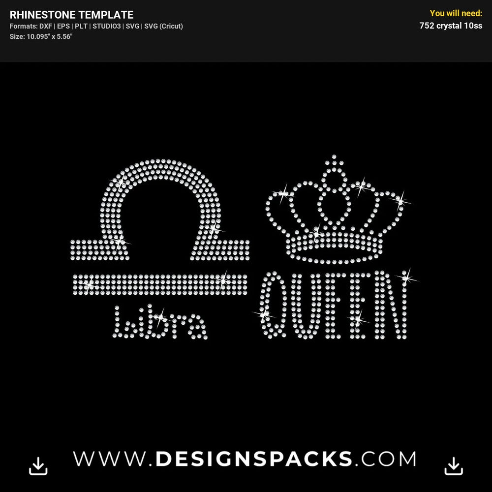 Libra Queen Rhinestone Digital Template
