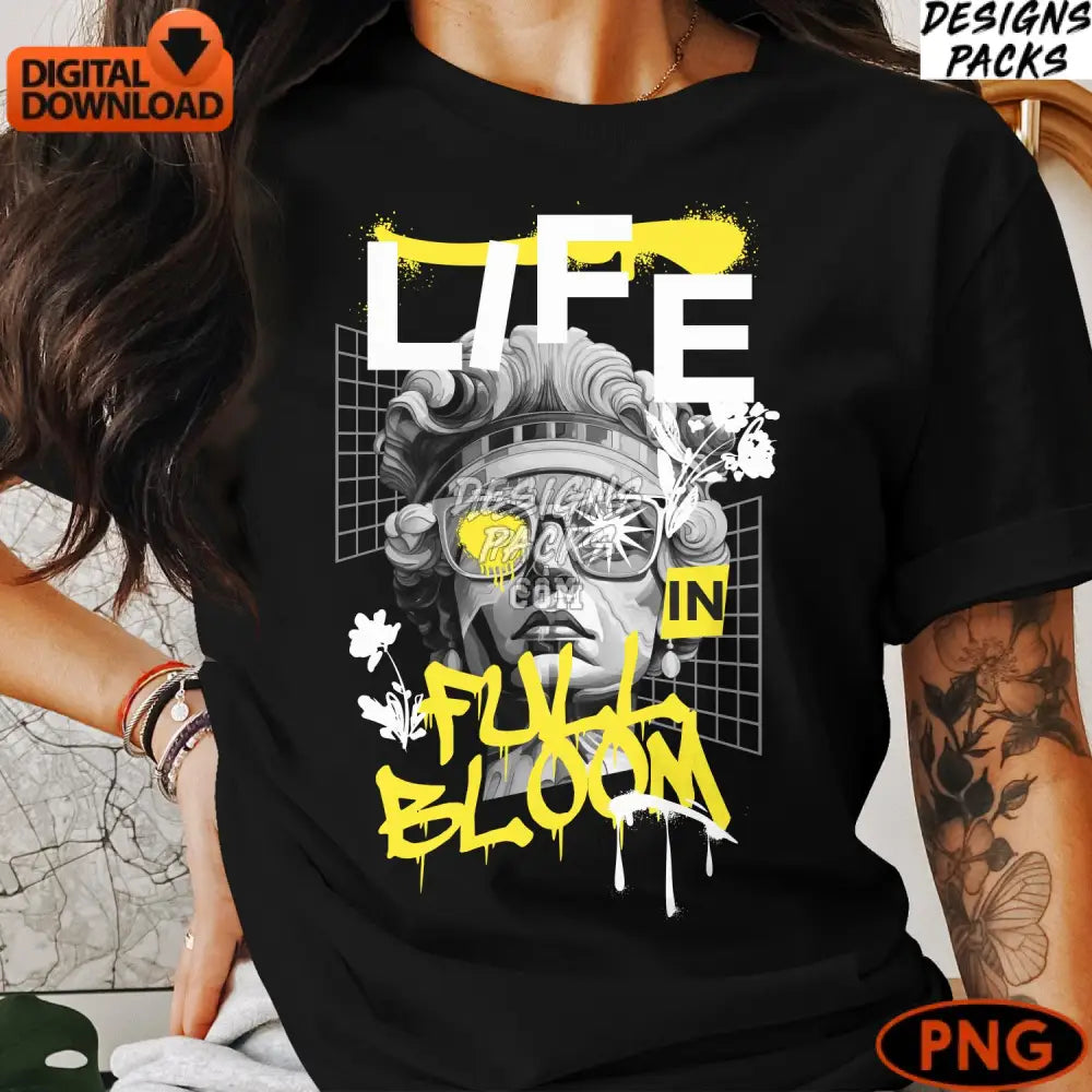 Life In Full Bloom Digital Art Print Modern Pop Culture Graffiti Style Instant Download Png