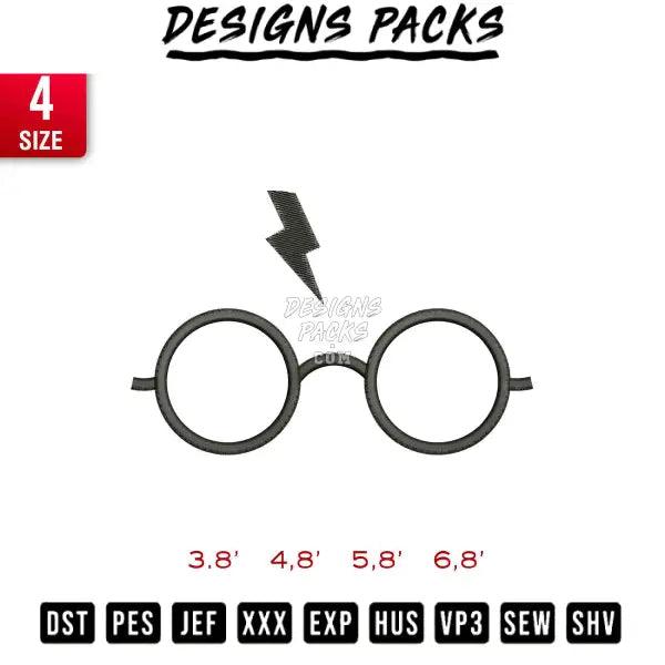 lightning eyeglasses Embroidery Design 