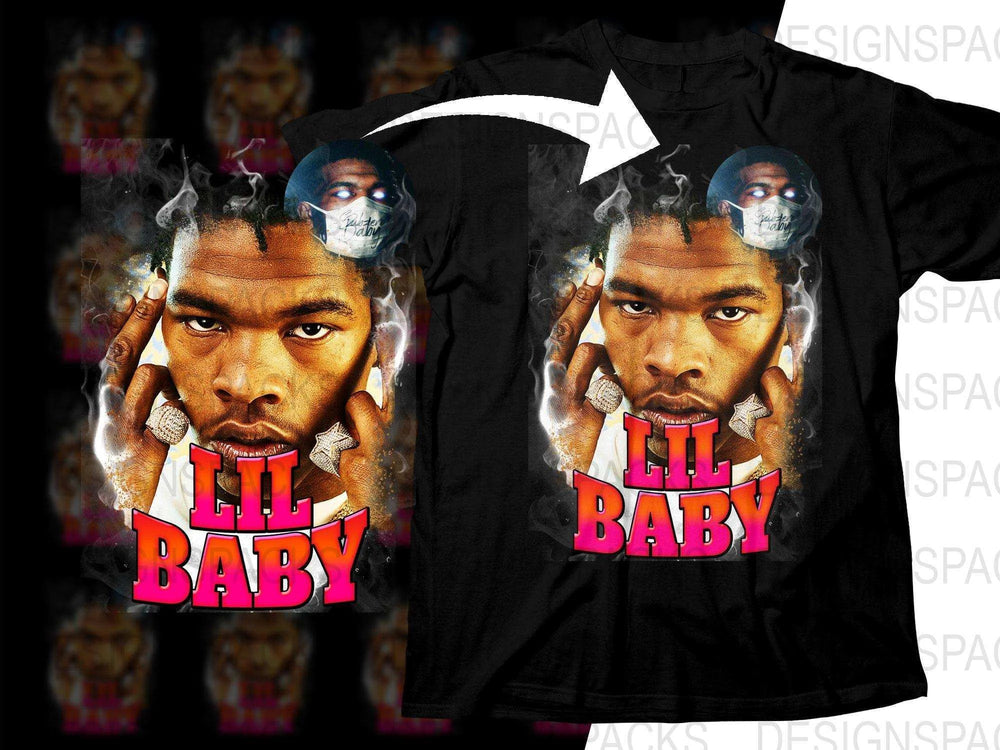 Lil Baby Large Face Graphic Design Music Fan Png Digital Download