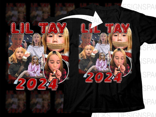 Lil Tay 2024 graphic t-shirt design with collage print, ideal for DTF/DTG printing
