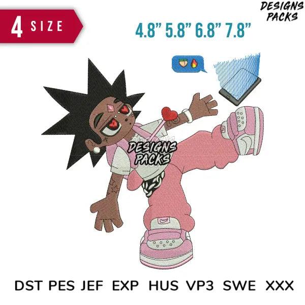 Lil uzi chibi Embroidery Design 4.8", 5.8", 6.8" 7.8"