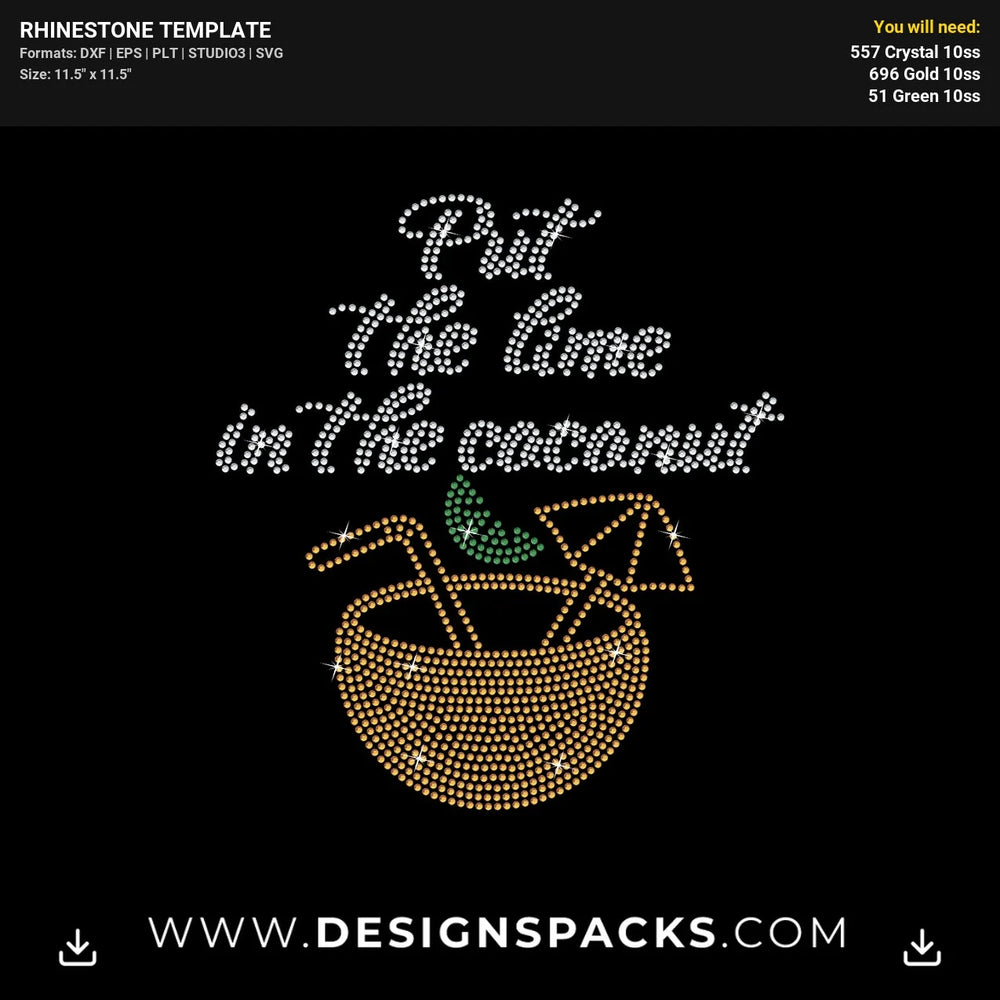 Lime Coconut Rhinestone Digital Template