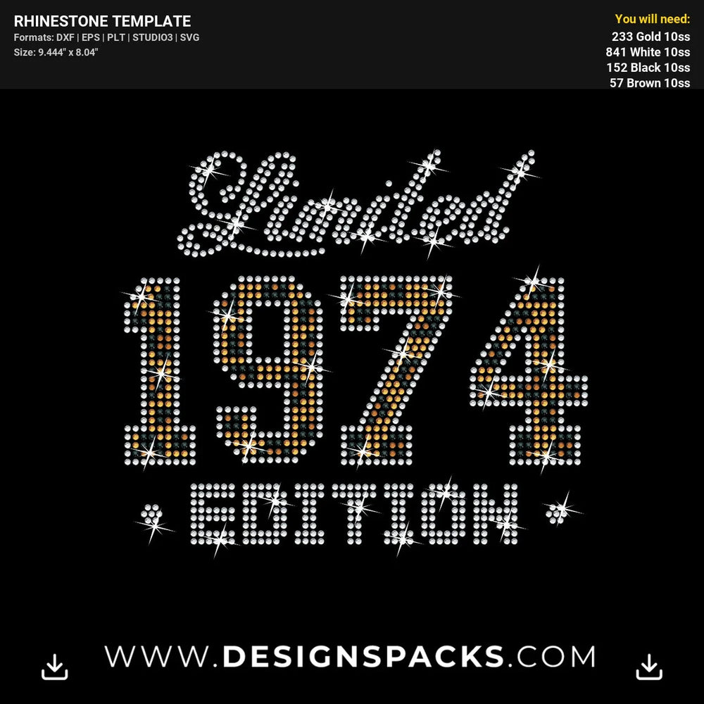 Limited Year Birthday Edition Rhinestone Digital Template