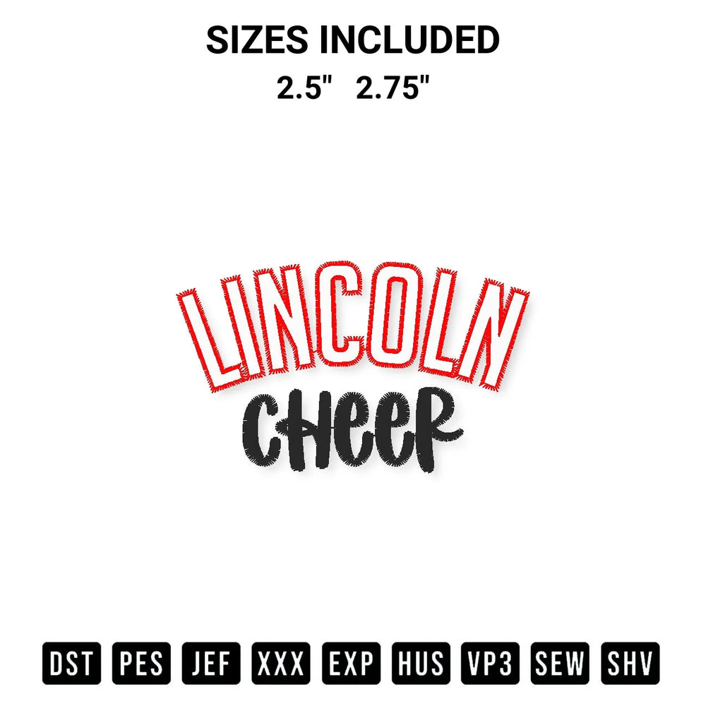 Lincoln Cheer Puff 1 Embroidery Design