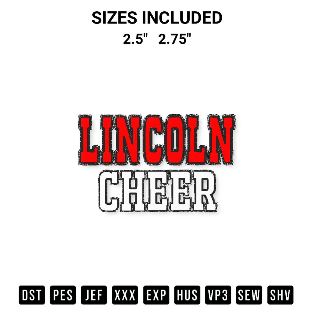 Lincoln Cheer Puff Embroidery Design