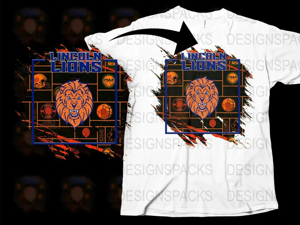 Lincoln Lions Graphic T-Shirt, High School Team Spirit Tee, Distressed Lion Design, Sports Apparel