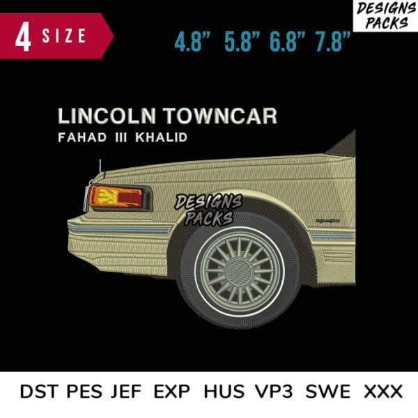 Lincoln Towncar embroidery design in 4 sizes, compatible with DST PES JEF formats for instant download
