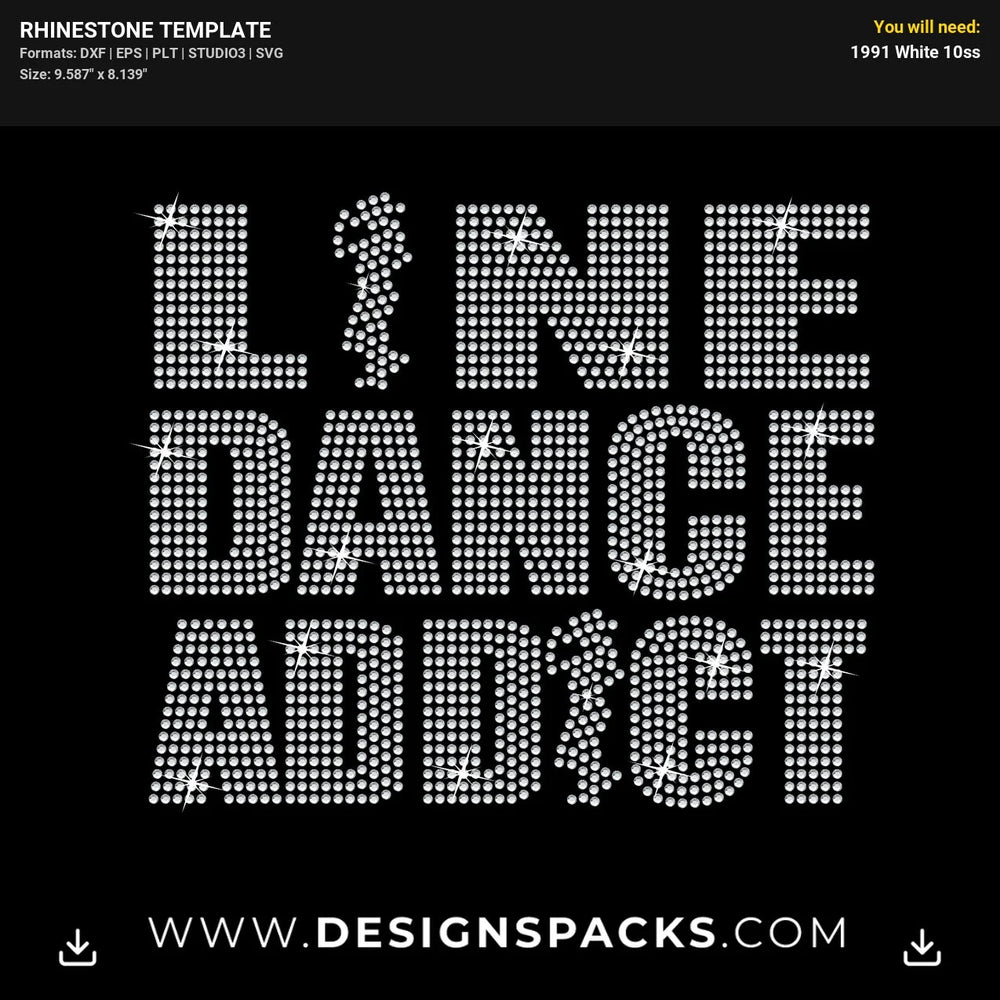 Line Dance Addict Rhinestone Digital Template