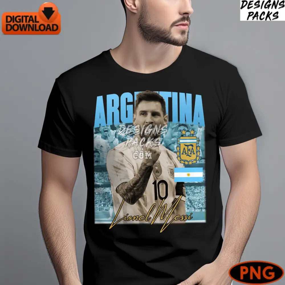 Lionel Messi Argentina Soccer Digital Art Instant Download Png Football Fan Gift Sports