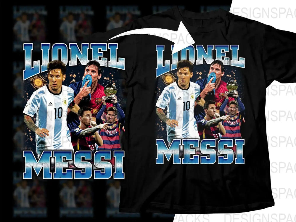 Lionel Messi Bootleg Graphic Men's Casual Soccer Png Digital Download