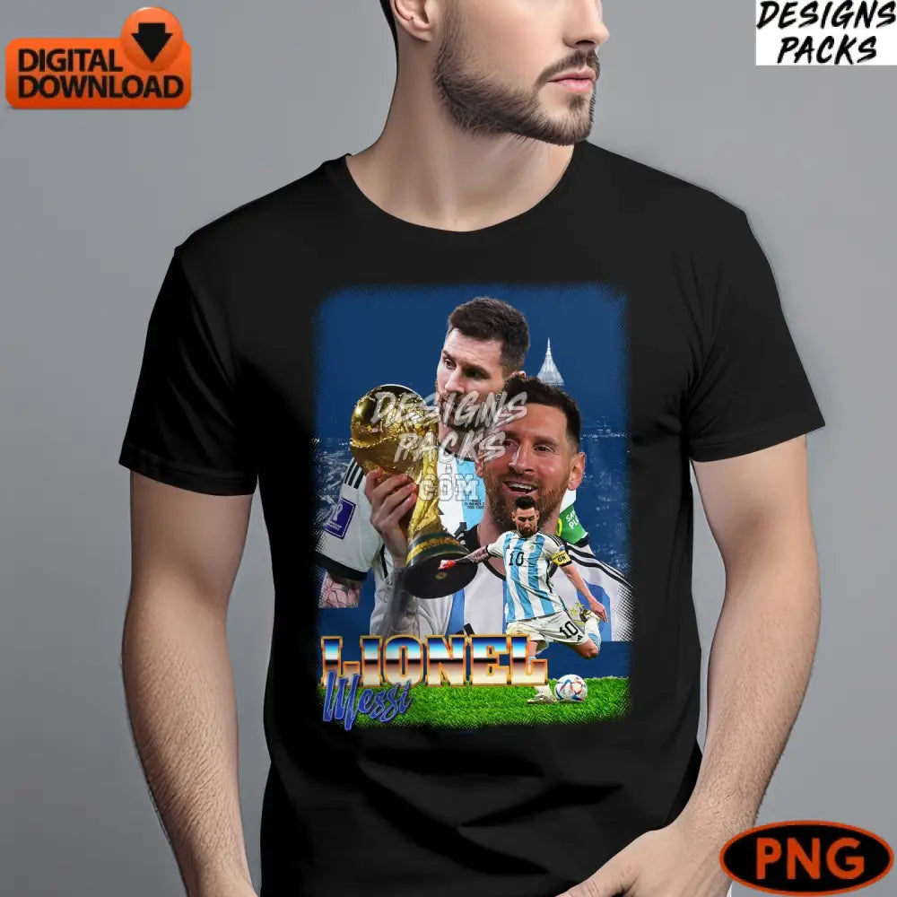 Lionel Messi Digital Soccer Star Png Instant Download World Cup Champion Sports