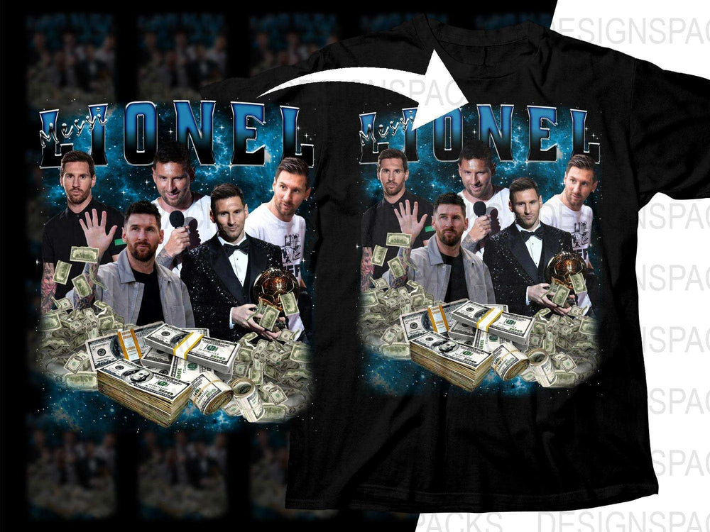 Lionel Messi Money and Fame Bootleg Soccer Png Digital Download