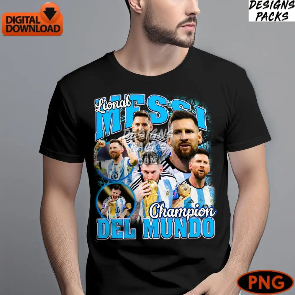 Lionel Messi Tribute Art Digital Png Argentina World Champion Instant Download