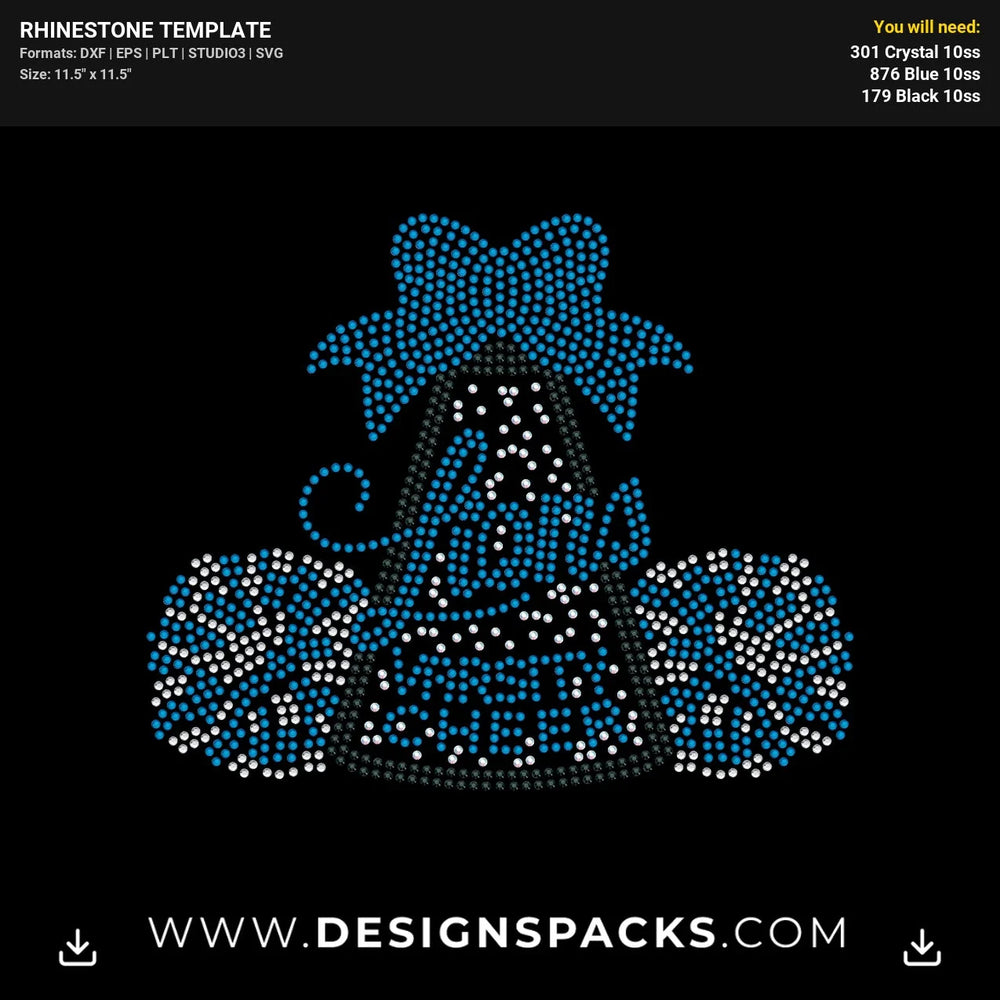 Lions Megaphone Bow Pom Varsity Cheer Rhinestone Digital Template