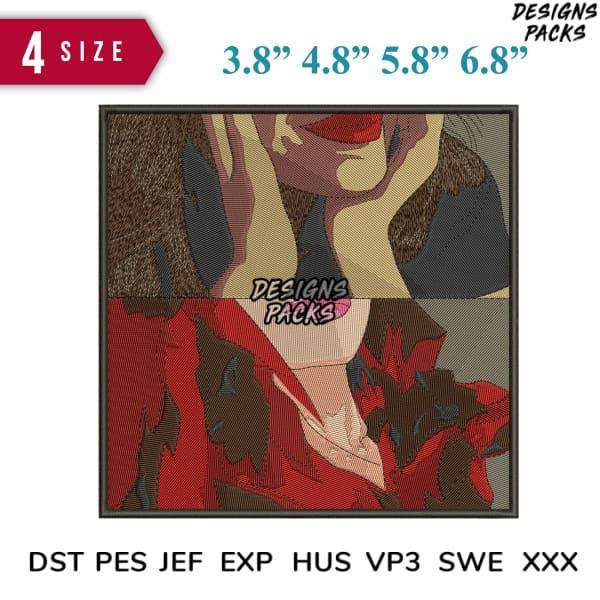 Embroidery design bundle with 4 sizes, print-ready formats DST PES JEF for apparel & crafts