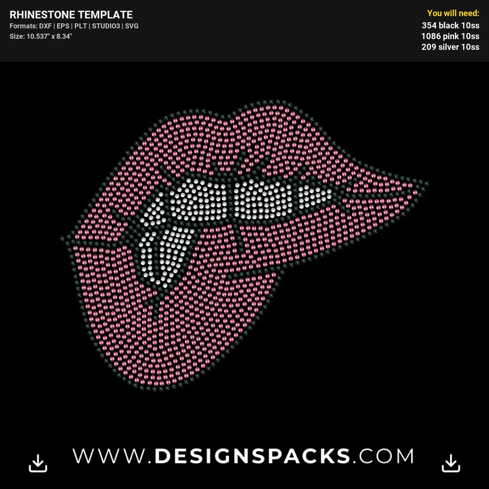 Lips Updated Rhinestone Digital Template