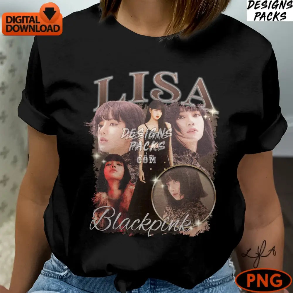 Lisa Blackpink Inspired Digital Artwork Fashionable Pop Star Png Instant Download