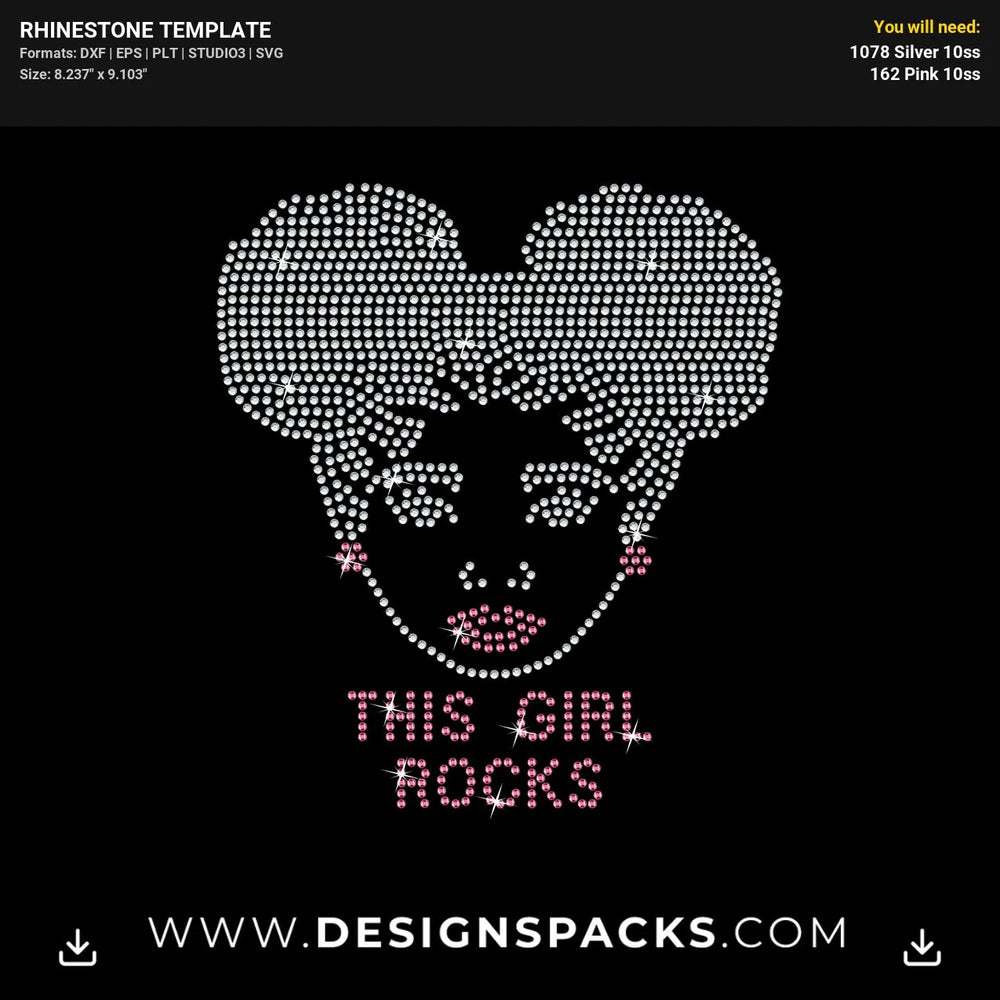 Little Girl Rocks Rhinestone Digital Template