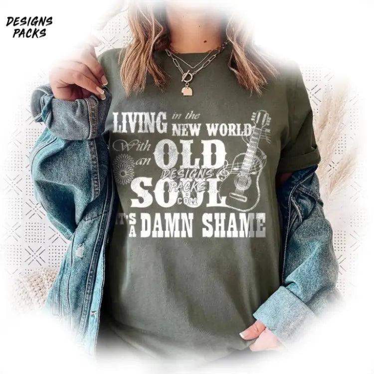 Living In The New World With An Old Soul Blue Collar Anthem Png Design