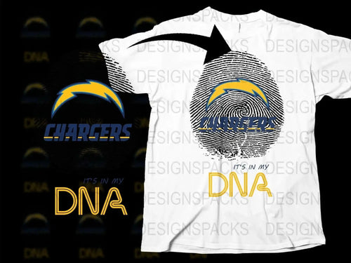 Chargers DNA Fingerprint Graphic T-Shirt, Sports Team Inspired Casual Wear, Unisex White Tee with Blue Arrow Design
