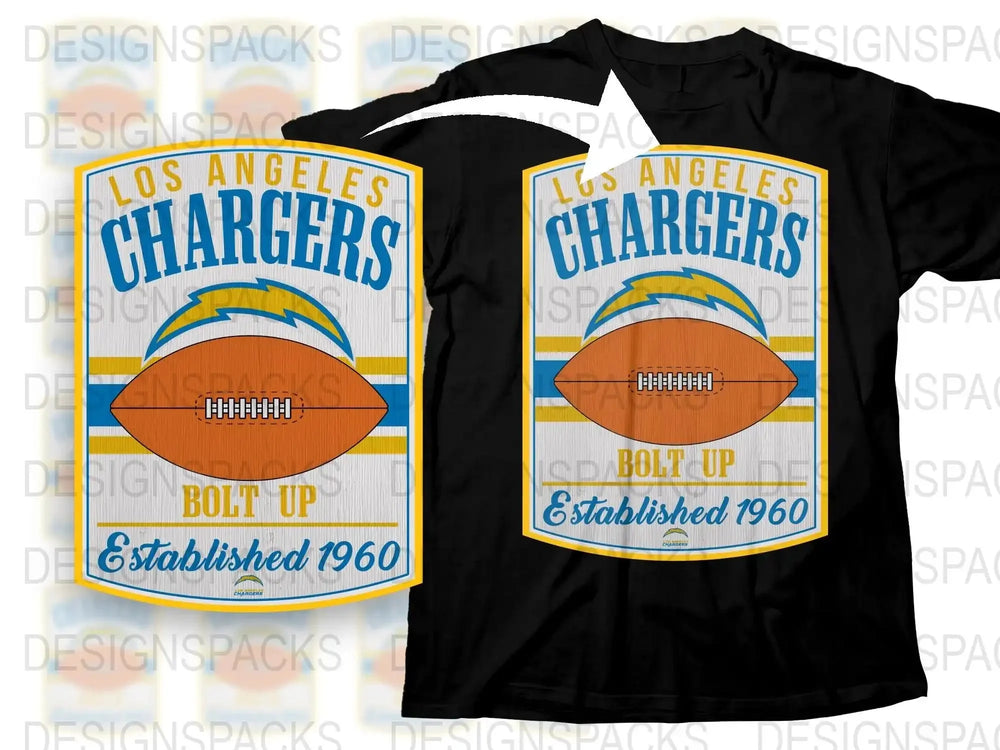 Los Angeles Chargers T-Shirt, Bolt Up Football Graphic Tee, Vintage Style Fan Apparel, Established 1960 Design