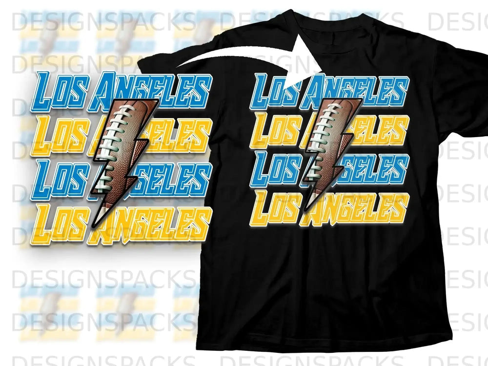 Los Angeles Football Lightning Bolt Graphic T-Shirt